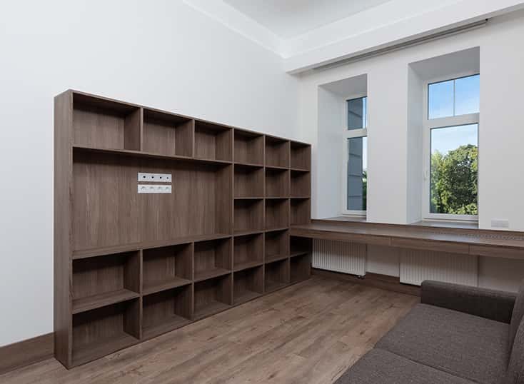 Wood shelves on timber flooring — Flooring Experts in Brisbane, QLD
