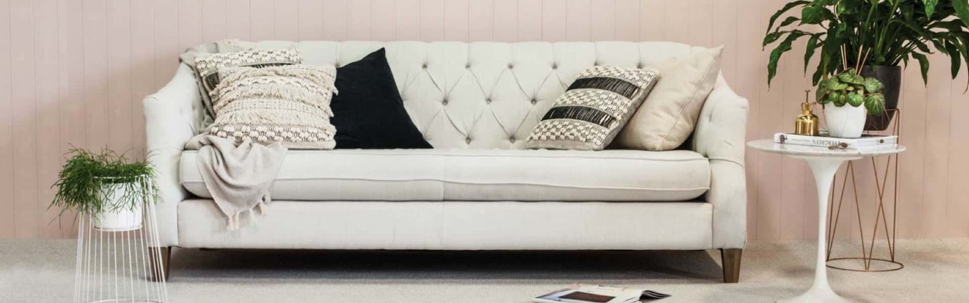 Beige couch — Flooring Experts in Brisbane, QLD