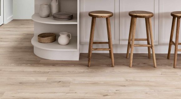 Modern dining area with vinyl flooring